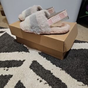 UGG Kids Fluff Yeah Slippers - Pink and Gray